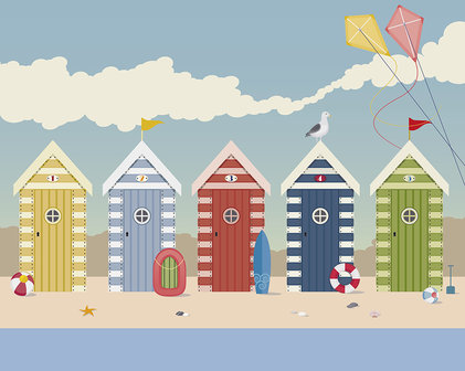 Beach Huts strand behang XL