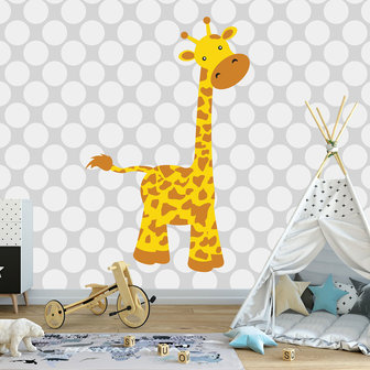 Babykamer behang Giraffe en stippen