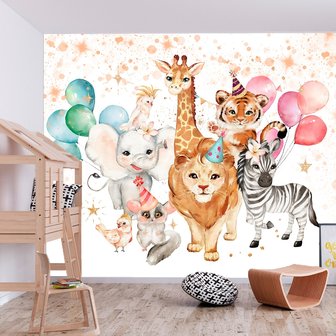 Aquarel jungledieren behang Happy Crowd