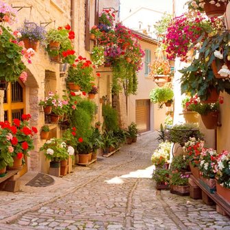 Italiaans bloemenstraatje fotobehang