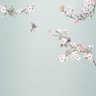 Vogel fotobehang Apple Bloom