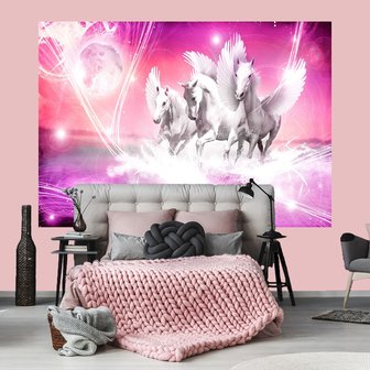 Paarden fotobehang Pegasus roze 