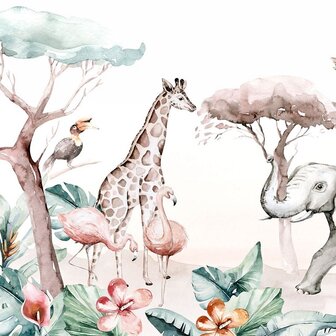 Aquarel behang Jungledieren VINYL