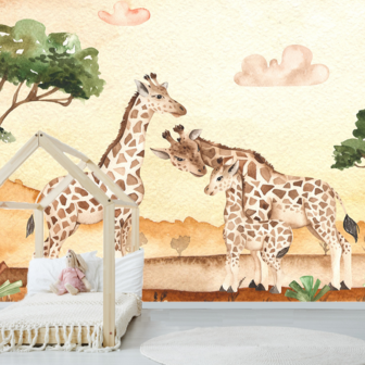 Giraffe behang Happy Family 