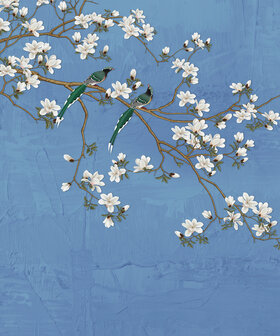 Magnolia behang Blauw 225 x 270 cm