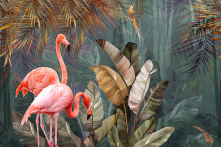 Flamingo Jungle fotobehang