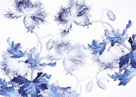 Bloemen behang Blue Silhouettes