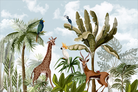 Jungledieren VINYL behang Kaketoe