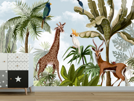 Jungledieren VINYL behang Kaketoe