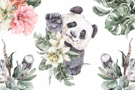 Panda VINYL behang Bloem