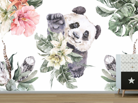 Panda VINYL behang Bloem