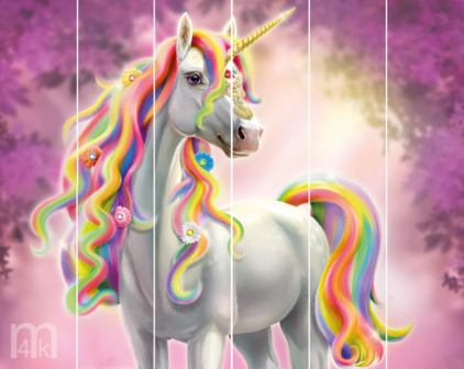 Unicorn - Eenhoorn - Posterbehang - roze/paars/wit - (305 x 244 cm) - (6 Panelen)