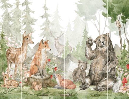 Dierenbos Forest Friends - Posterbehang - (305 x 244 cm) - (6 Panelen)