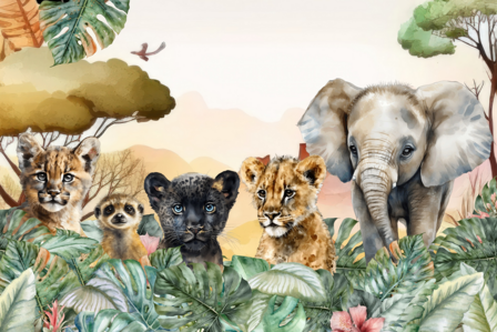 Baby Jungle dieren behang Panter VINYL