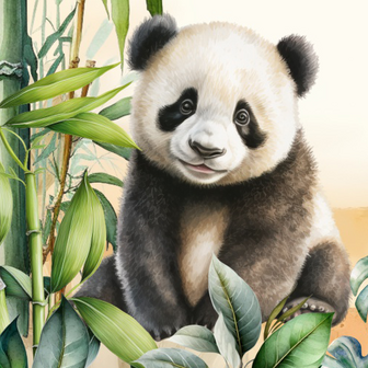 Detail Baby Jungle dieren behang Panda I VINYL