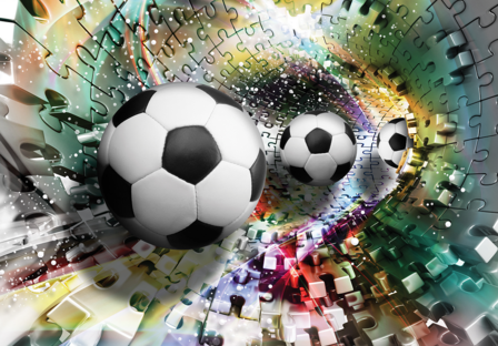 3D Voetbal behang Tunnel Puzzel