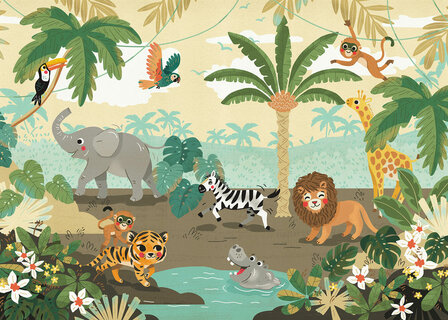 Jungle behang Baby Safari TOTALE AFBEELDING