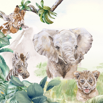 Baby Jungledieren VINYL behang 