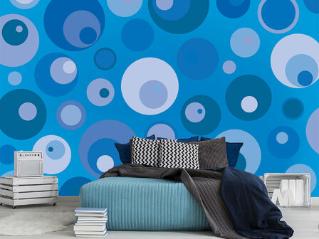 Retro behang Cirkels Blauw