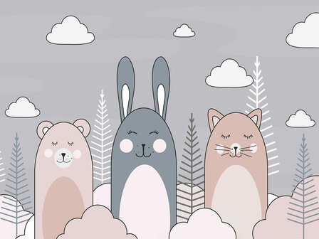 Dieren behang Bunny and Friends