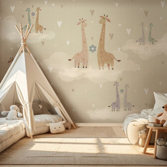 Giraffe fotobehang In Love