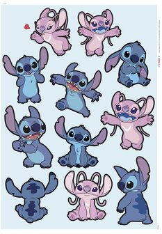 Stitch en Angel muurstickers Happy