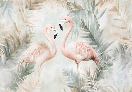 Flamingo fotobehang Soft Pink