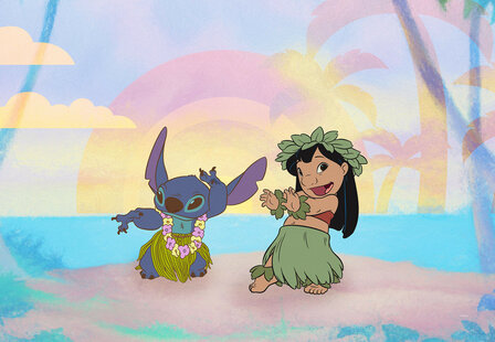 Lilo en Stitch canvas schilderij Dancing