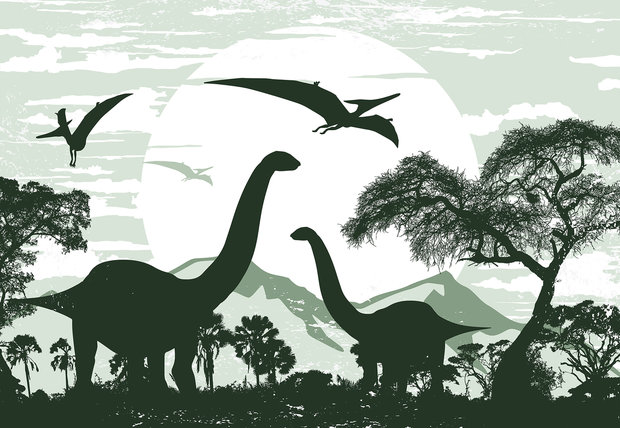 Dinosaurus behang Groen 2