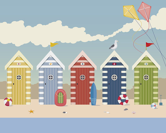 Beach Huts strand behang XL