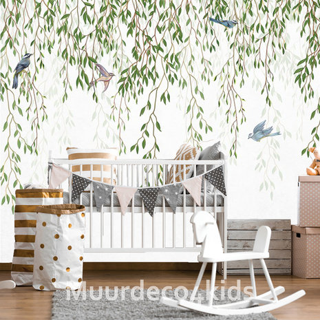 Babykamer behang Willow birds