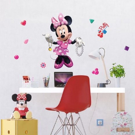 Narabar droom onderschrift Minnie Mouse muursticker Roze XL | Muurdeco4kids