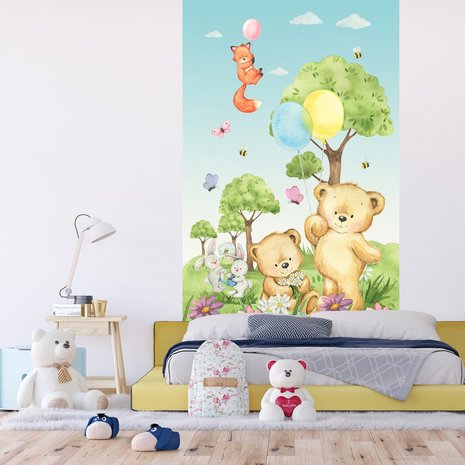 Beertjes behang babykamer