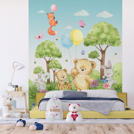 Beertjes behang babykamer P3