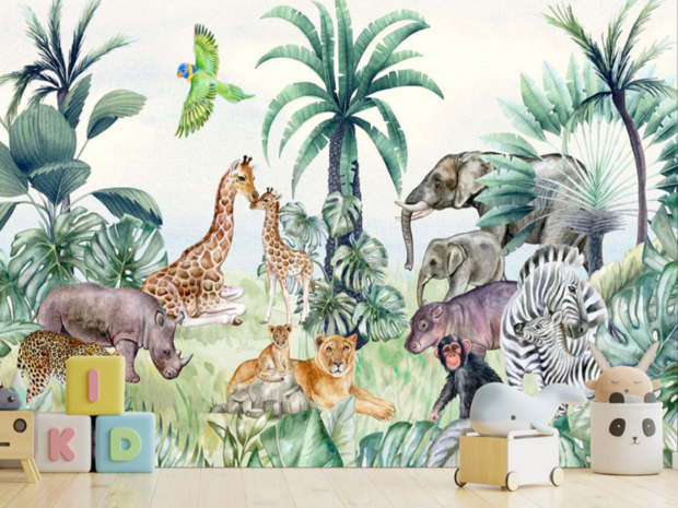 Kinderkamer Jungle behang Safari VINYL