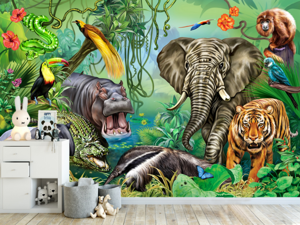 Jungledieren behang Regenwoud VINYL