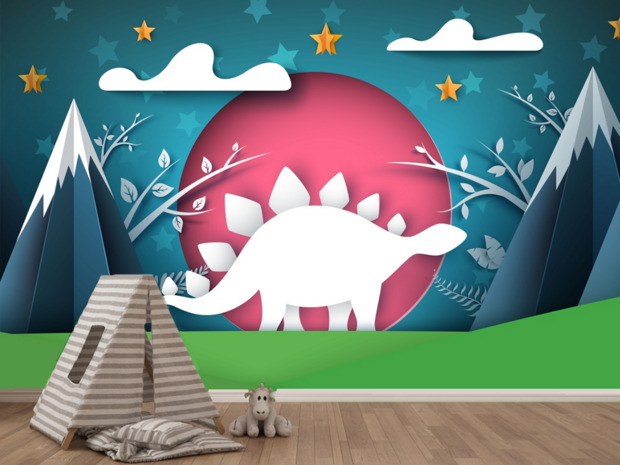 Dinosaurus behang Origami VINYL A