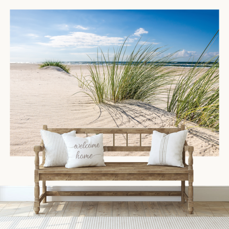 Strand behang met helm