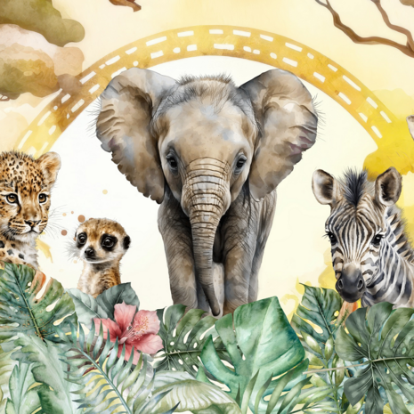 Baby Jungle dieren behang Regenboog  VINYL