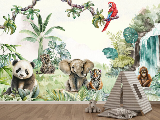 Baby Jungle dieren behang Panda I VINYL