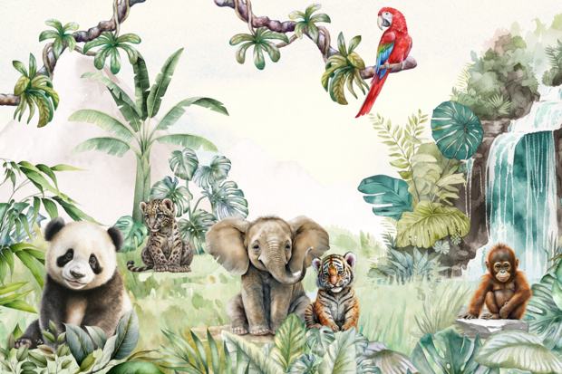 Baby Jungle dieren behang Panda I VINYL