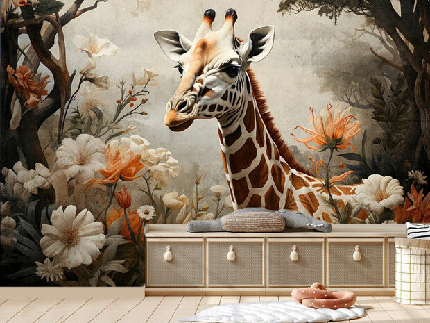 Jungledieren behang Giraffe