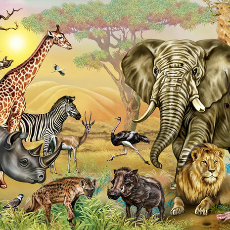 Jungledieren behang Afrikaanse Savanne 