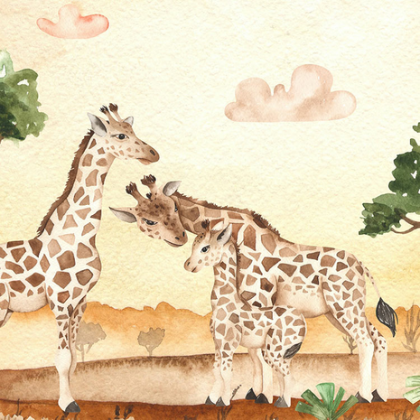 Giraffe behang Happy Family 