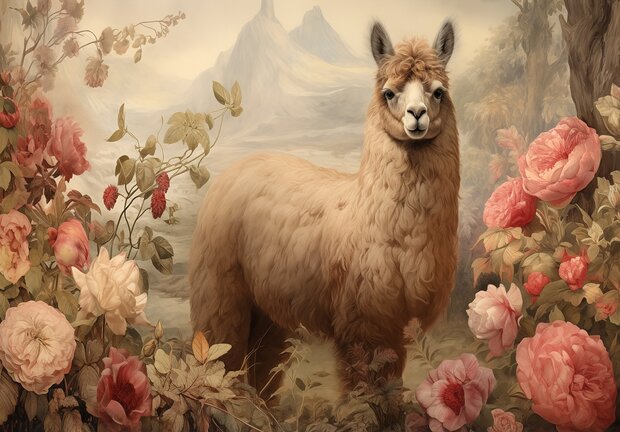 Lama fotobehang Bloemen