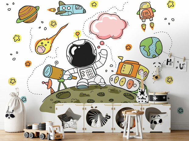 Astronaut behang kinderkamer