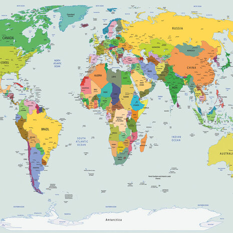 Kleurrijke Wereldkaart fotobehang