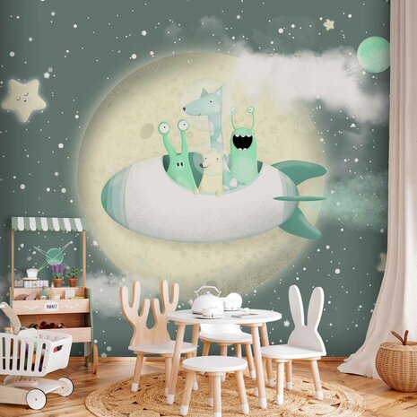 Space Adventure fotobehang Groen