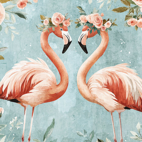 Flamingo behang Bloemen