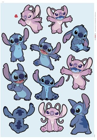 Stitch en Angel muurstickers Happy